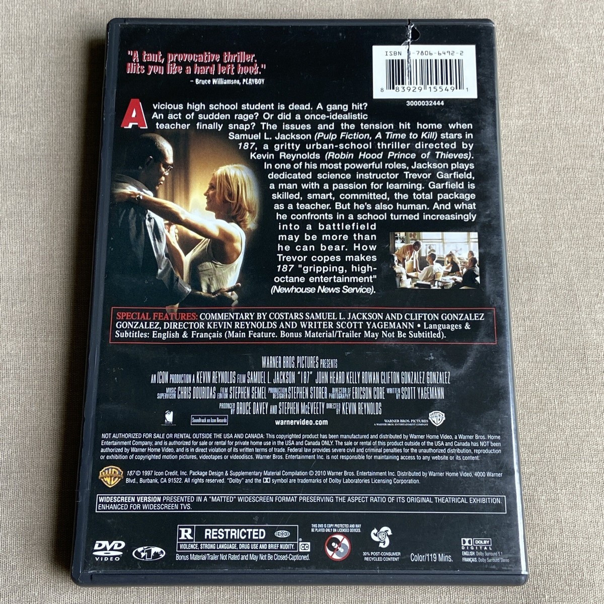 One Eight Seven (187) (DVD, 1997) Urban Thriller Samuel L. Jackson