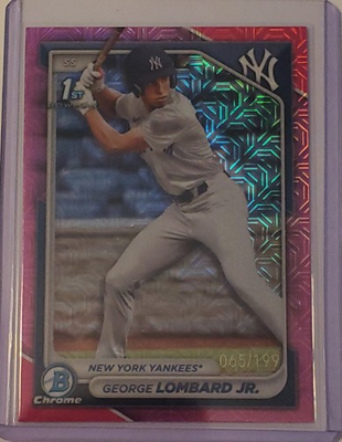#ad 2024 Bowman Chrome Prospects George Lombard Jr. #BCP 79 Pink Mojo Refr 199 $55.00