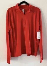 Xersion Everultra-Lite Womens Mock Neck 1/4 Zip Thumbhole Pullover XXL Red