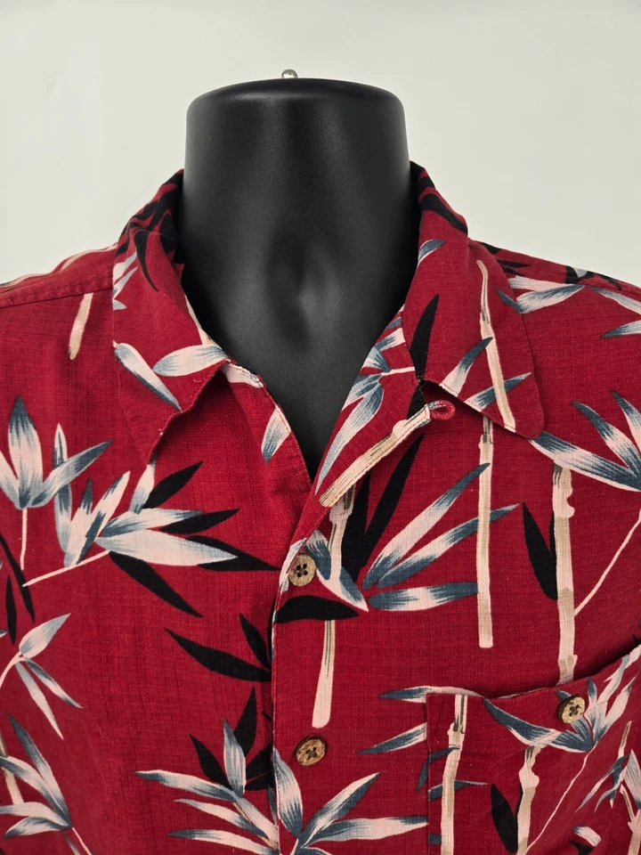 Boca Classics Shirt Large Red Floral Hawaiian Camp Casual Aloha Outdoor Men - Image 3 of 4