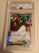 2021 Bowman Chrome Jordan Diaz #376/499 AUTOGRAPH REFRACTOR #CPAJDI Graded PSA 9