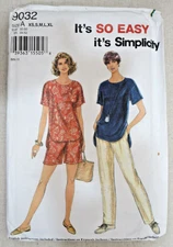 Simplicity 9032 So Easy Sewing Pattern, Pants Shorts Top, XS-XL, UNCUT