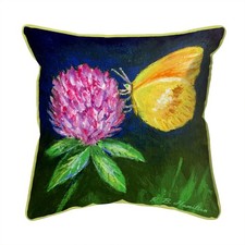 Betsy Drake Sulphur Butterfly  Clover Small Indoor Outdoor Pillow 12x12