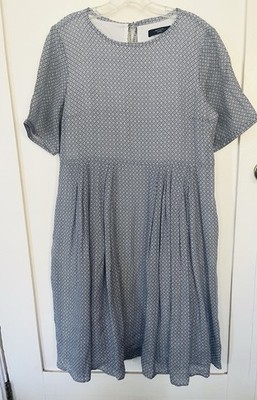 Max Mara Weekend Blue Print Midi Dress With Pockets S/M