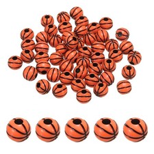 50Pack Sports Ball Beads Acrylic Basketball Beads Bulk Sports Beads Brown