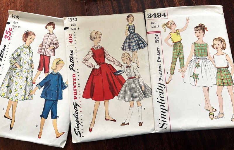 Vintage Simplicity Sewing Patterns - Girls size 8-  # 3494, #1330, #1441