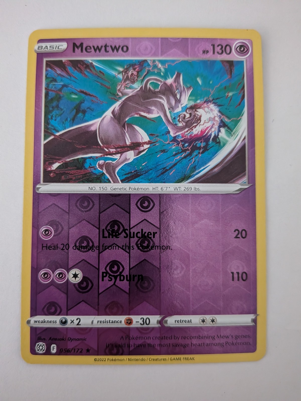Mewtwo 056/172  Rare Reverse Holo SWSH09: Brilliant Stars Pokemon Card