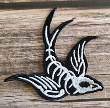 Swallow Skeleton Bird Gothic Punk Rock Grunge Skater Y2k Style Iron on Patch