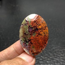 Scenic Moss Agate Cabochon 35x25x5.5mm High Quality 36 ct