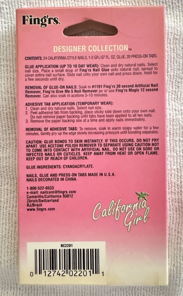复古 Fing’rs California Girl 法国尖按指甲 Y2K 密封 全新带盒 — 第 2/3 张图片