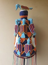 Yoruba "Oba" Beaded Crown. Multi-colour example. Fine item. 45cm tall. Nigeria.