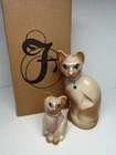 Fenton Chocolate Slag Cat Pair (2) Glass Figurines Hand Painted With Box