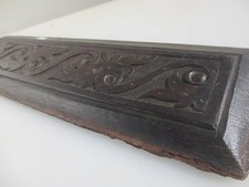 Antique Carved Wooden Panel Plaque Old Wood Georgian Jacobean Oak 5.5"x20.5"
