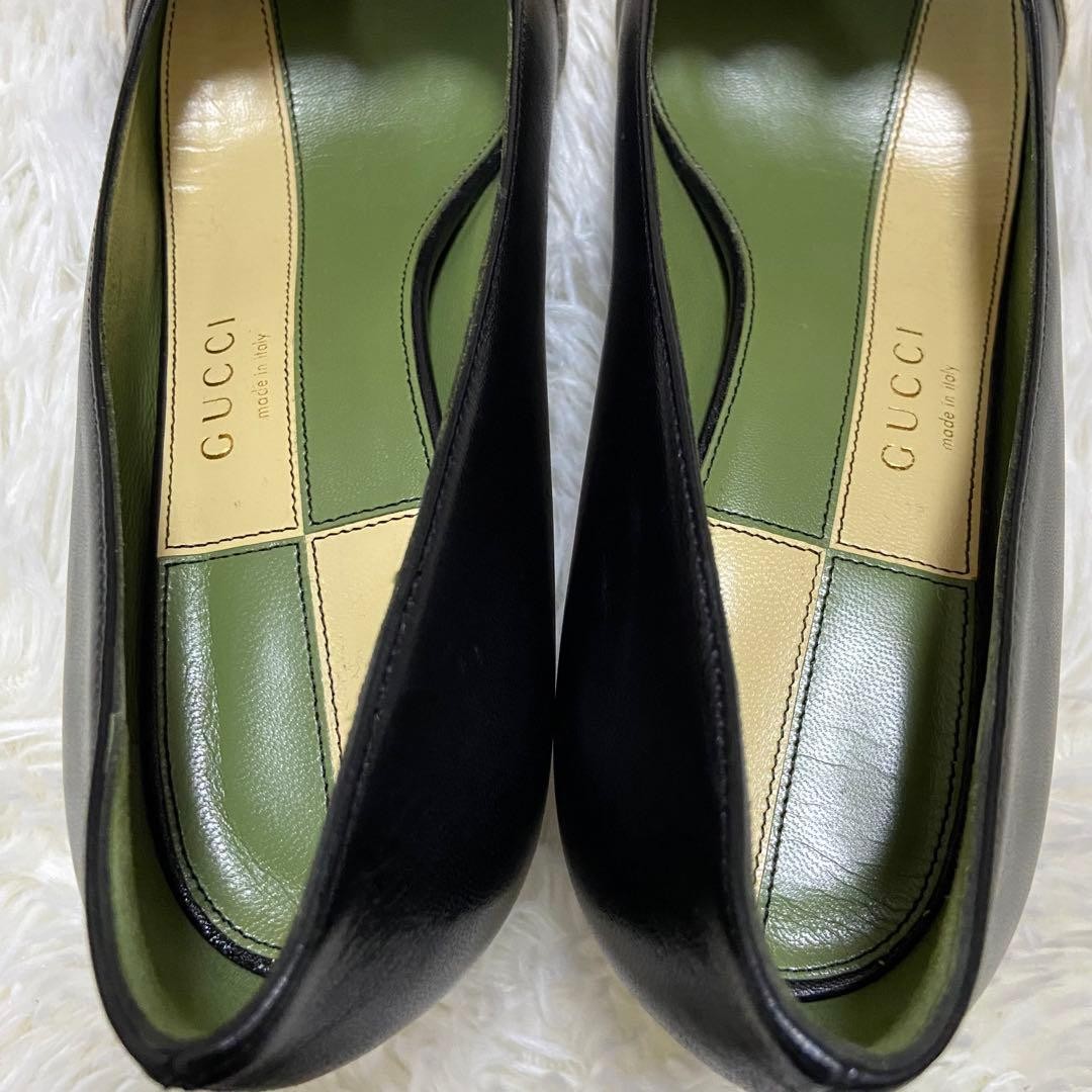 Auth Gucci GG Pumps Leather Bicolor White Black Logo Heel EU36 US6 UK3 thumbnail 8