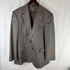 Brooks Brothers Blazer Mens 46R Gray Glen Plaid Wool Made in Italy Loro Piana