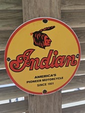 VINTAGE INDIAN MOTORCYCLE PORCELAIN DEALERSHIP SIGN 12"....
