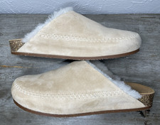 Jenni Kayne Shearling-Lined Suede Moc Clog Natural Sand EU41/10.5 Made in Italy 
