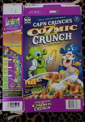 VINTAGE 1999 CAP'N CRUNCH'S COZMIC CRUNCH CEREAL BOX, COLLECTOR'S ITEM 