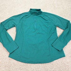 Tommy Bahama Golf Women Teal Green Honeycomb Quarter Zip Pullover Thumbholes Med