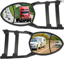 2 Pieces Black Clamp-On Towing Mirrors - Mirror Extenders, Clip-On Universal