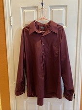 Arrow Dress Shirt Men  s XXL 18.5 36/37 Burgundy L/S Pocket Wrinkle Free EUC L-1
