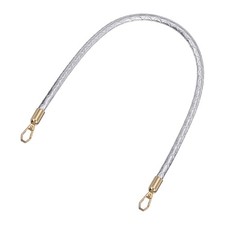 Leather Purse Strap 55cm 21.7" Braided Purse Strap Handle Silver
