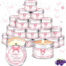 24 Pcs Bow Baby Shower Party Favors Candles Lavender Scented Baby Shower Favo...