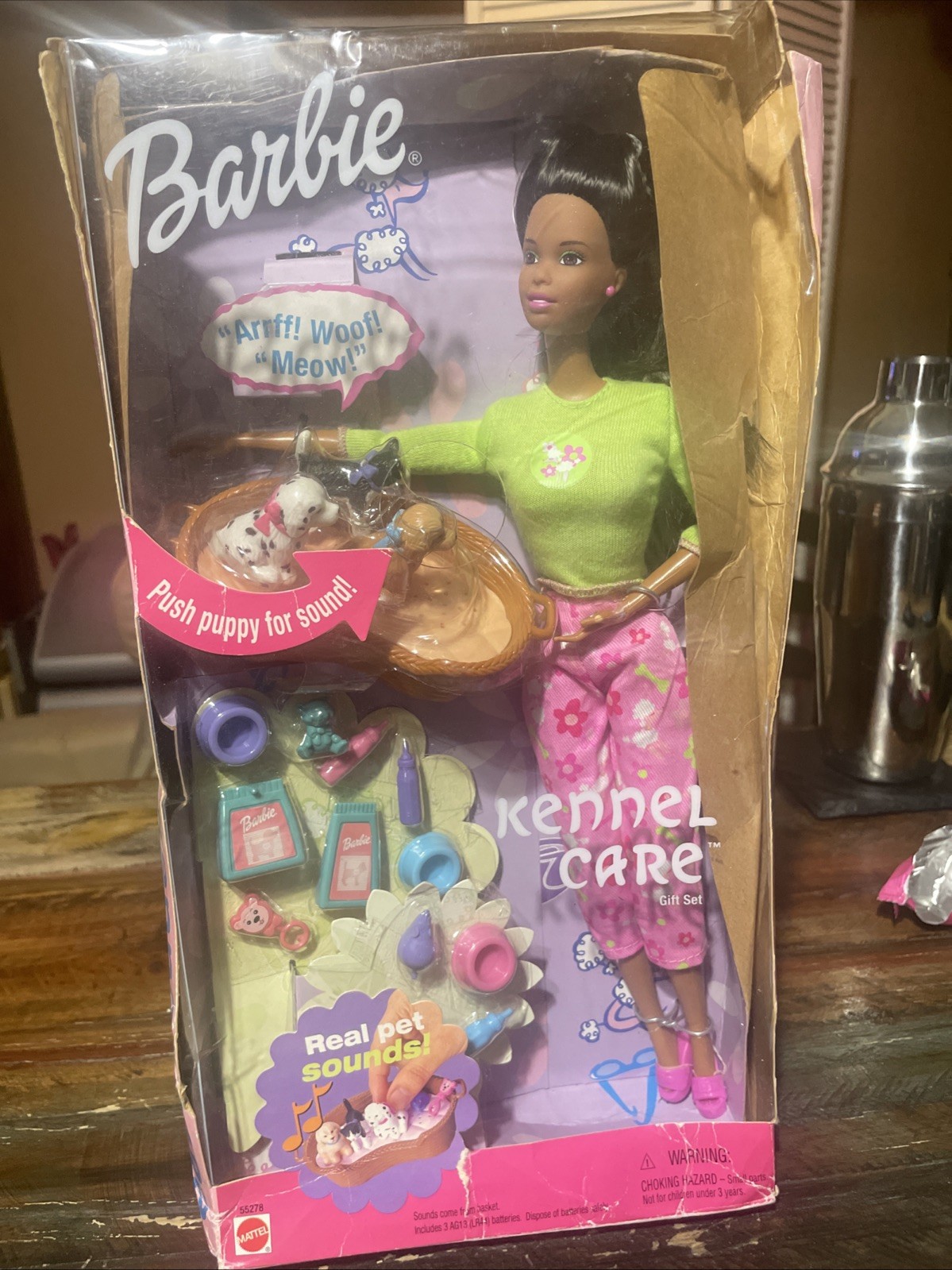 MATTEL BARBIE 2001 "KENNEL CARE" DOLL PLAY SET w/REAL PET SO
