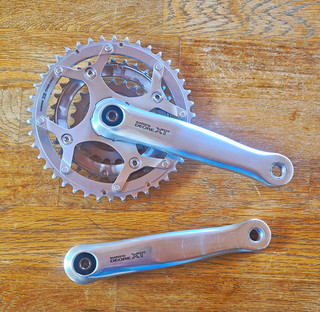 Shimano Deore XT FC M739 guarnitura 175 mm tripla argento 22 32 42 retrò