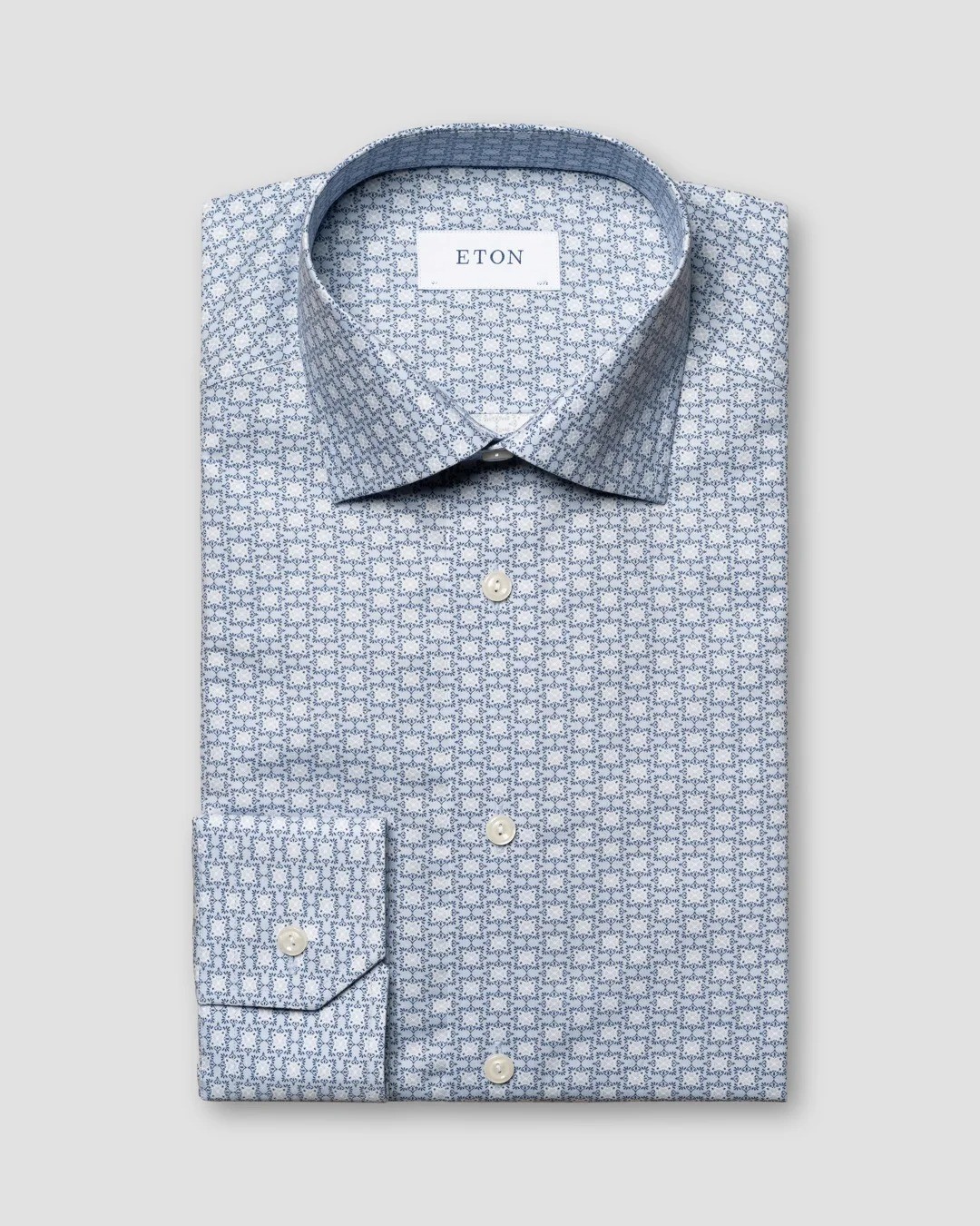 Мужская приталенная рубашка Eton с геометрическим принтом синего/белого цвета-EU 43 US 17 100011103