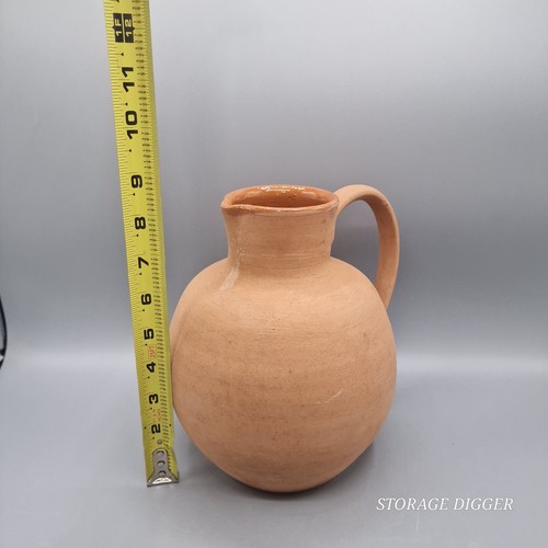 Vintage Handmade Terracotta Pottery Jug Pitcher Rustic Farmhouse Vase Decor - Picture 13 of 14