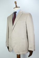 CORNELIANI Cashmere Wool Silk Hopsack Blazer Beige Solid Sport Coat 54IT 44US R