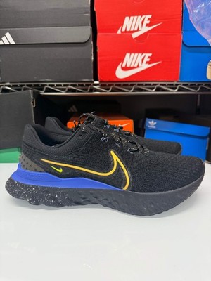 Nike Men's React Infinity Run Flyknit 3 Shoes Black Blue Yellow DZ4845-001