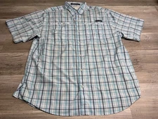 Columbia PFG Super Tamiami UPF Fishing Shirt Men's XL Plaid Vented Short Sleeve