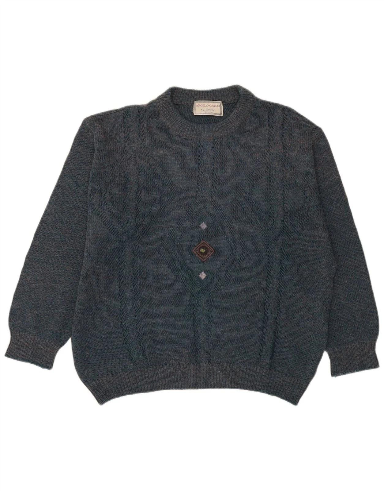 VINTAGE Mens Crew Neck Jumper Sweater XL Blue Flecked Acrylic BV16