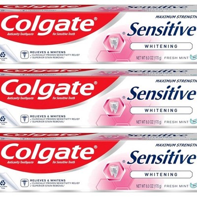 3-pk Colgate Sens Toothpst Pls Size 6z Maximum Strength Sensitive Plus Whitening