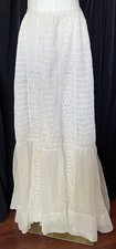 Antique Halle  s Edwardian White Slip Skirt Full Length Tulle Embroidered Lace S