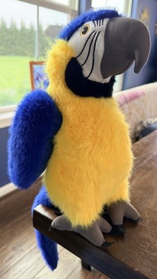 Parrot Macaw Soft Plush Stuffed Animal Blue Yellow Colorful Bird 10'' NEW
