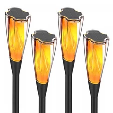 Solar Lights Outdoor, 4Pack Flickering Flame Torch Light, Landscape Lighting ...