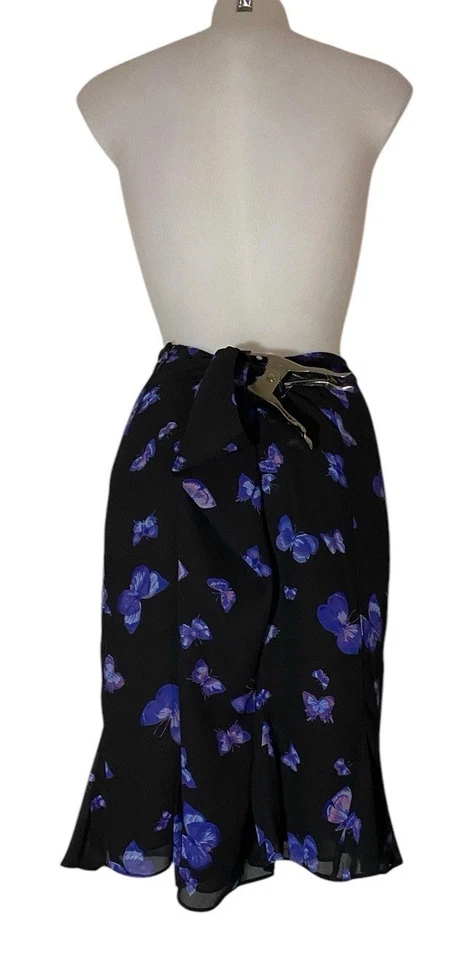 Vtg Y2k 90s Women's Black Butterfly Ruffle Grunge Whimsigoth Witchy Skirt Sz XL - Image 2 of 4