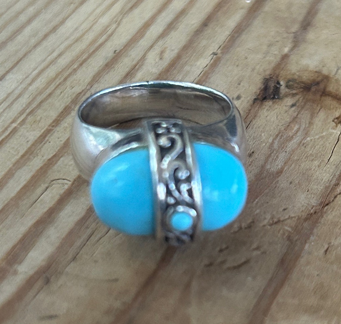 Sterling Silver Dome Statement Ring Turquoise How… - image 4