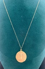 9ct Gold Libra Scales Pendant Necklace 375 – Vintage Zodiac Disc 4.6g