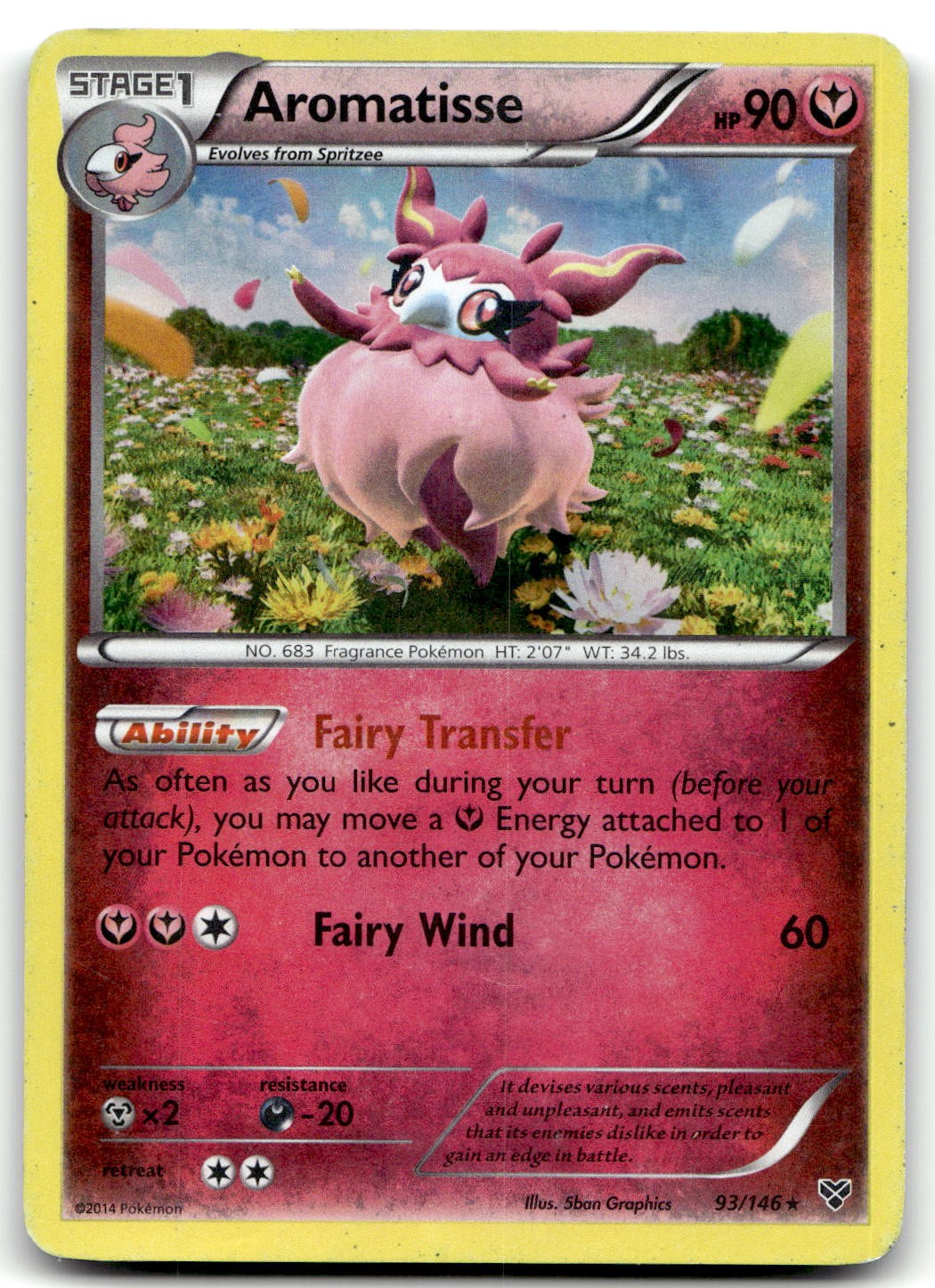 Aromatisse 93/146 XY Base Set Holo Rare Holo Pokemon TCG MP