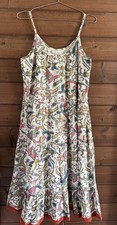 THML Spaghetti Strap Tiered Midi Dress Floral Artsy Lined Cotton Women s Medium