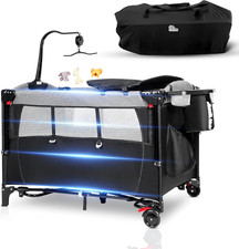 Cuna De Bebe Para Junto Cama Plegable Portatil Con Musica Y Juguetes Giratoria