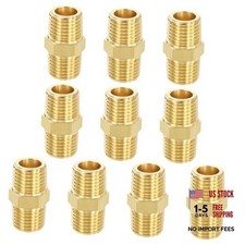 PCS 1/4" MNPT x 1/4" MNPT Thread Brass Hex 10 1/4" Male NPT to 1/4" Male NPT