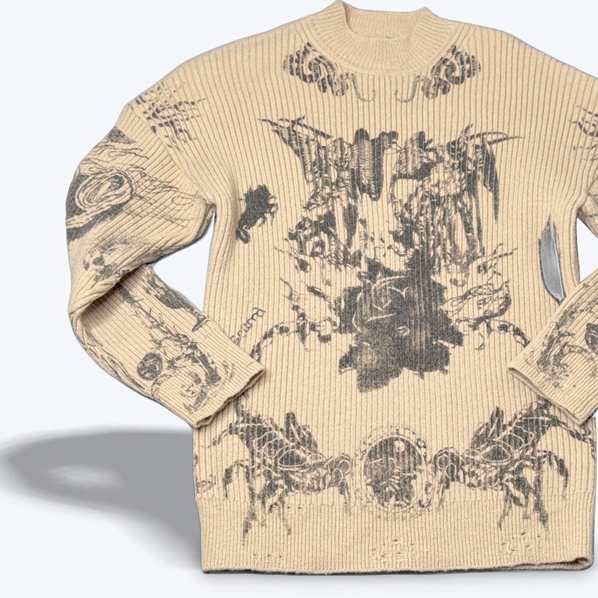 CIDER Graphic Knit Sweater Goth Grunge Sweater Punk Snakes Roses