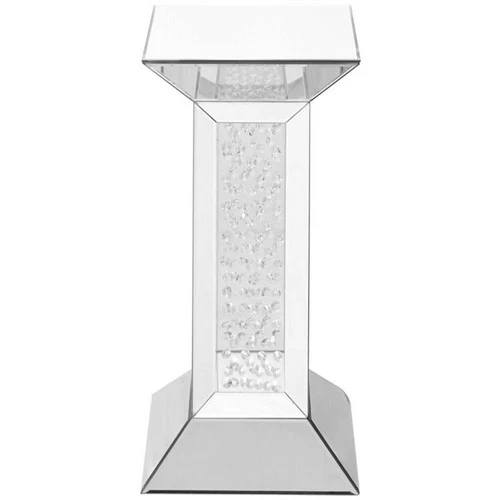 Elegant Decor Modern 12" Clear Crystal Mirrored Pedestal End Table - Picture 4 of 7