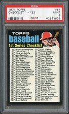 1971 Topps #54 Checklist 1 PSA 9 Mint 42893833 