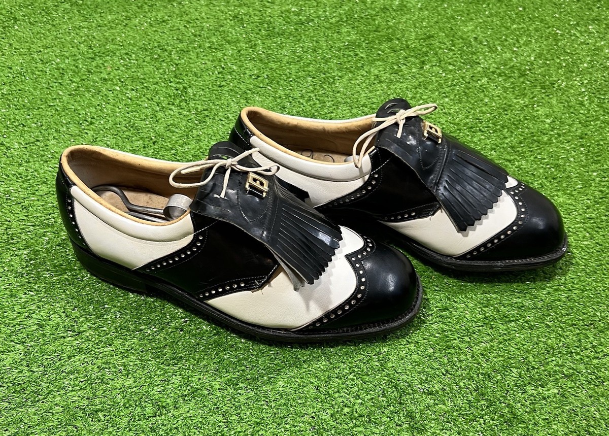 Vtg FootJoy Classics Patent Brogue Wingtip Kiltie Golf Shoes 